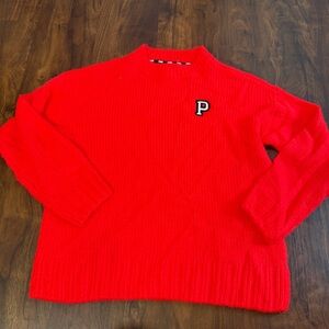 Victorias Secret Pink Boyfriend Chunky Knit Sweater Red